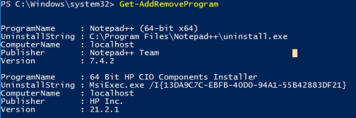 Get-AddRemoveProgramExample1