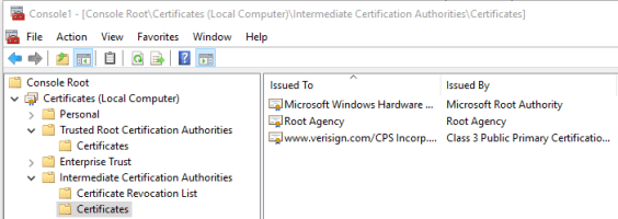 intermediatecertstore